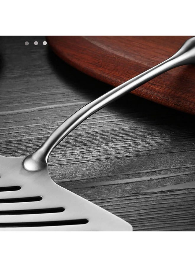 HOUSEEN Steak Spatula, Wide Stainless Steel Shovel Slotted Fried Fish Steak Spatula with Long Handle, Grilling Turner for Burgers Fish & BBQ(silver) - Image 4