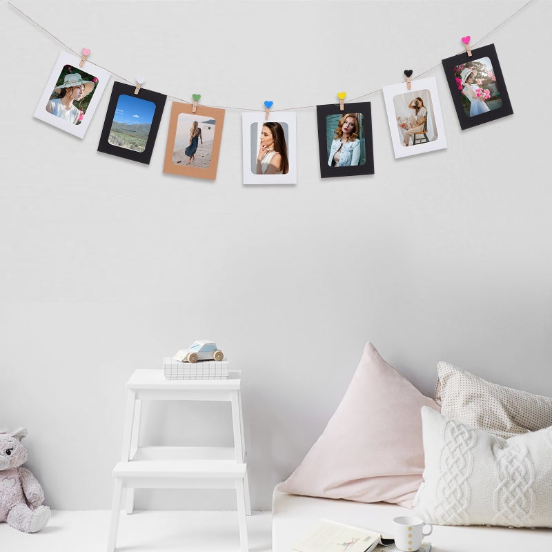 2 Sets DIY Photo Wall Garland Hanging Photo Frame Wood Clip and Hemp Rope - Image 2