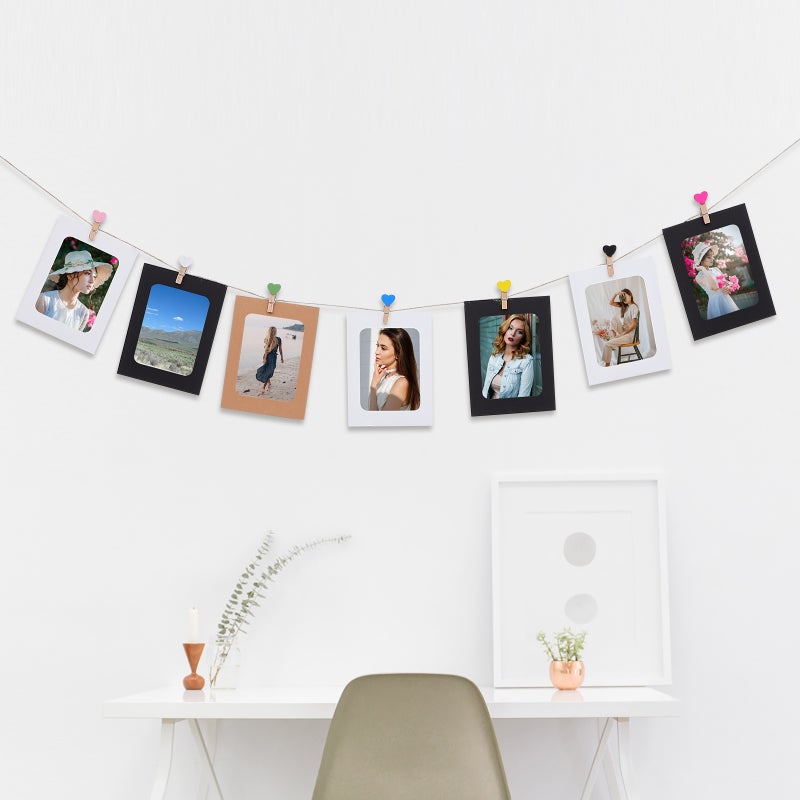 2 Sets DIY Photo Wall Garland Hanging Photo Frame Wood Clip and Hemp Rope - Image 4