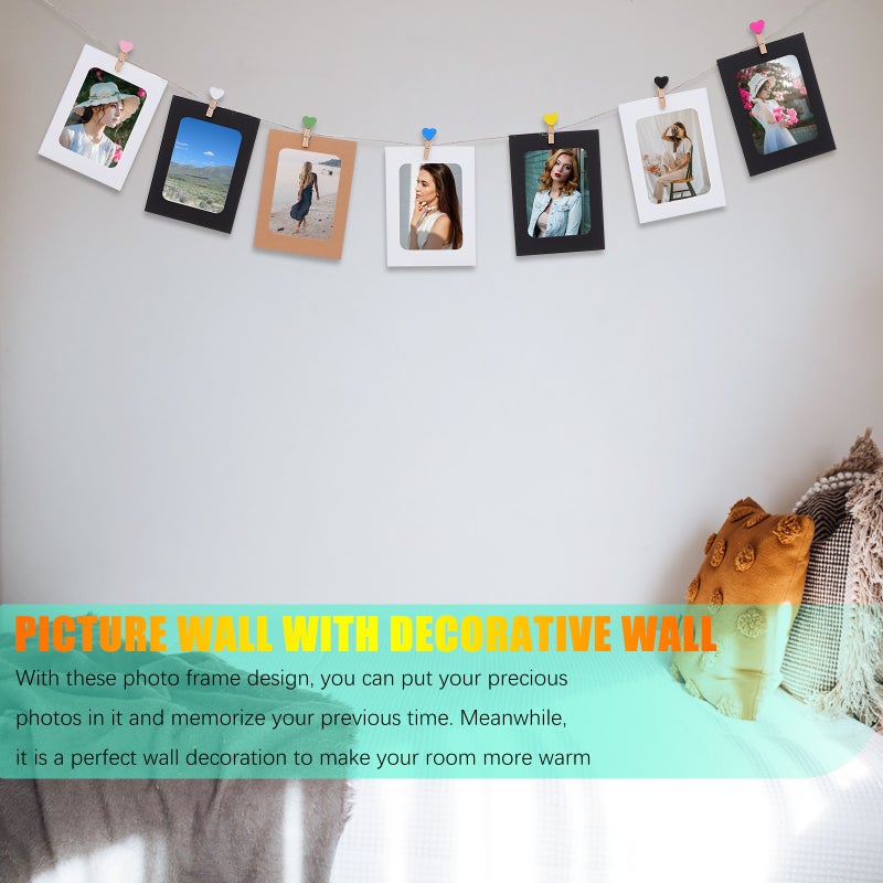 2 Sets DIY Photo Wall Garland Hanging Photo Frame Wood Clip and Hemp Rope - Image 5