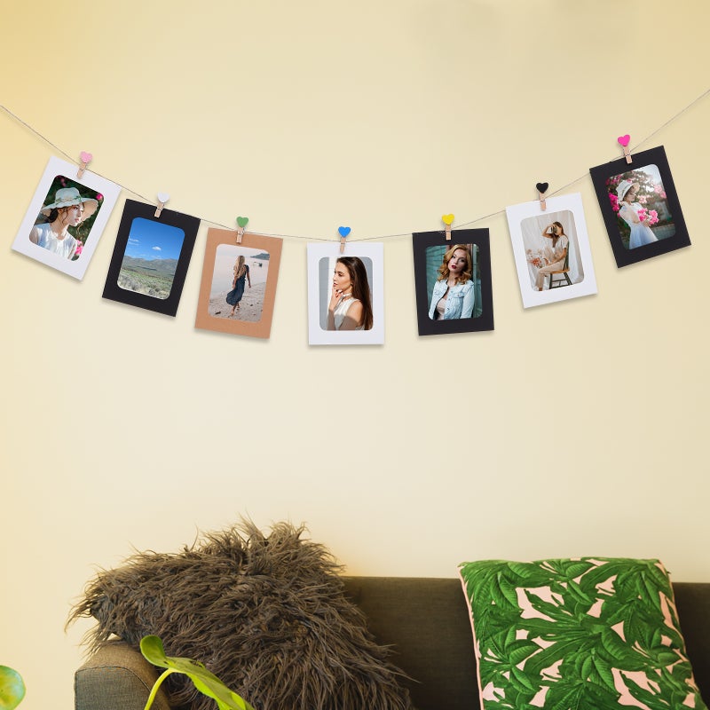 2 Sets DIY Photo Wall Garland Hanging Photo Frame Wood Clip and Hemp Rope - Image 3