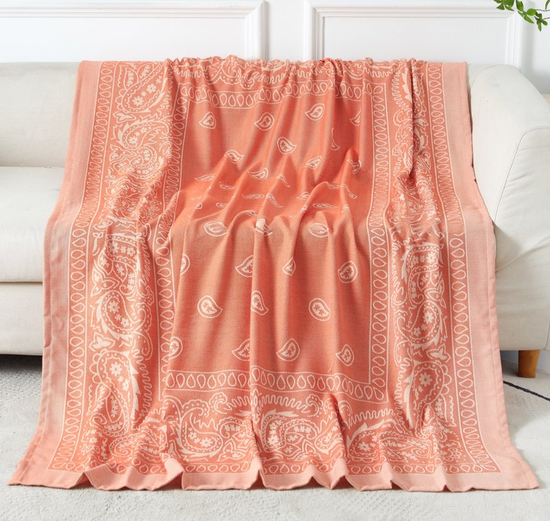 Summer Cool Blanket Airline Knitted Throw Drop Box-Orange 