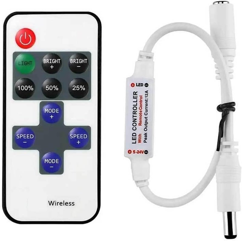 11-Key LED dimmer Monochrome Light Strip 5-24V Copper Wire Light Controller led Remote Control LED Controller(WM-RF009ARF11keymonochromedimmer-WhiteDC)