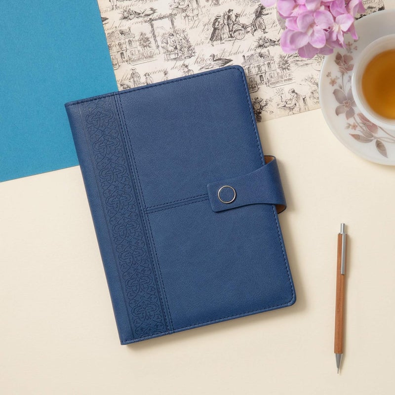 Regal A-5 PU Leather Stylish & Durable Hardcover Notebook Diary Journal with Magnetic Flap Closure and Pen Holder, 192 pages, 80 gsm (Cobalt Blue) - Image 1