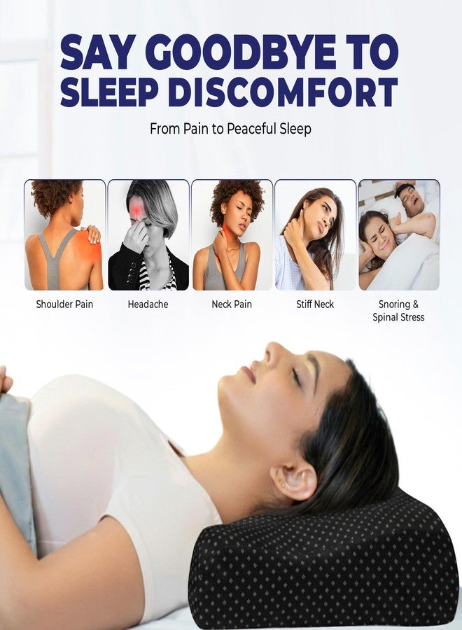 WELLGIVER Cervical Gel Memory Foam Pillow for Neck Pain Relief - Ergonomic Orthopedic Pillow for Sleeping, Contoured Support for Side, Back & Stomach Sleepers | Black | Pack of 2| 19 x 11 x 3.5 Inch - Image 3