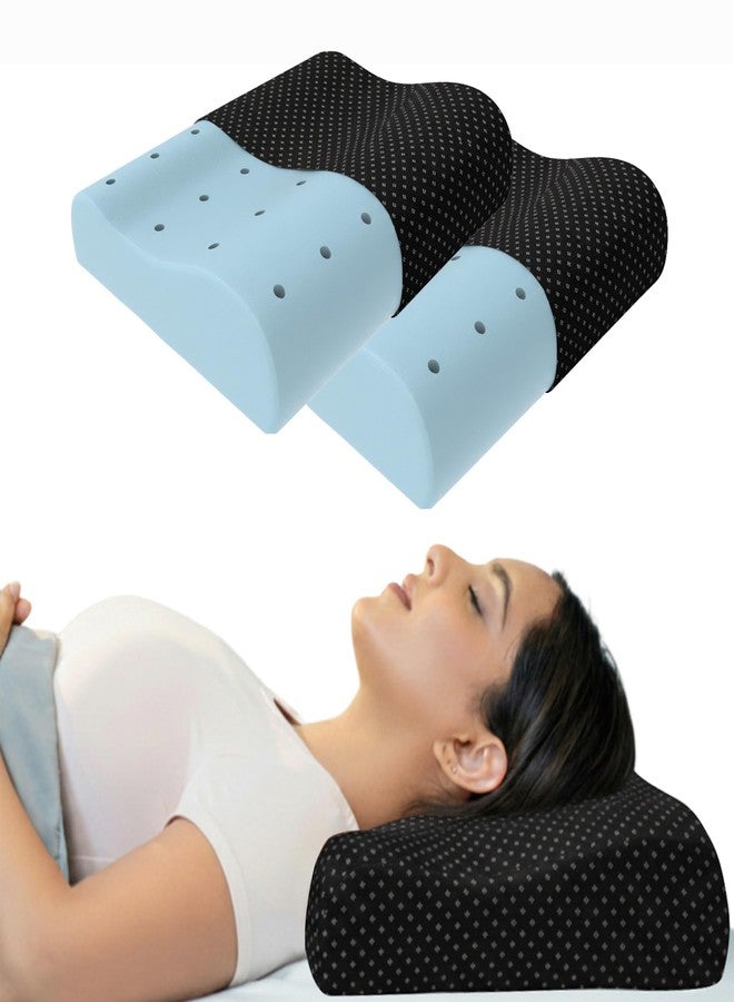 WELLGIVER Cervical Gel Memory Foam Pillow for Neck Pain Relief - Ergonomic Orthopedic Pillow for Sleeping, Contoured Support for Side, Back & Stomach Sleepers | Black | Pack of 2| 19 x 11 x 3.5 Inch - Image 1
