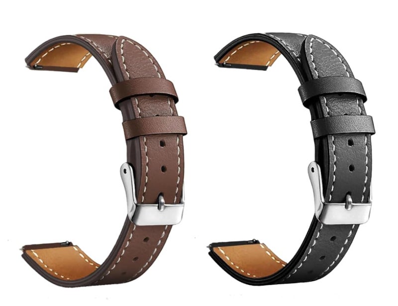 IIK Collection 22 MM Combo Leather Strap Compatible With All Watches With Regular 22 mm Lug Size, Noise, Fireboltt, Boat Xtend, Pebble, Boat Flash, Noise Color Fit, Ultra Smart Watch - Image 1