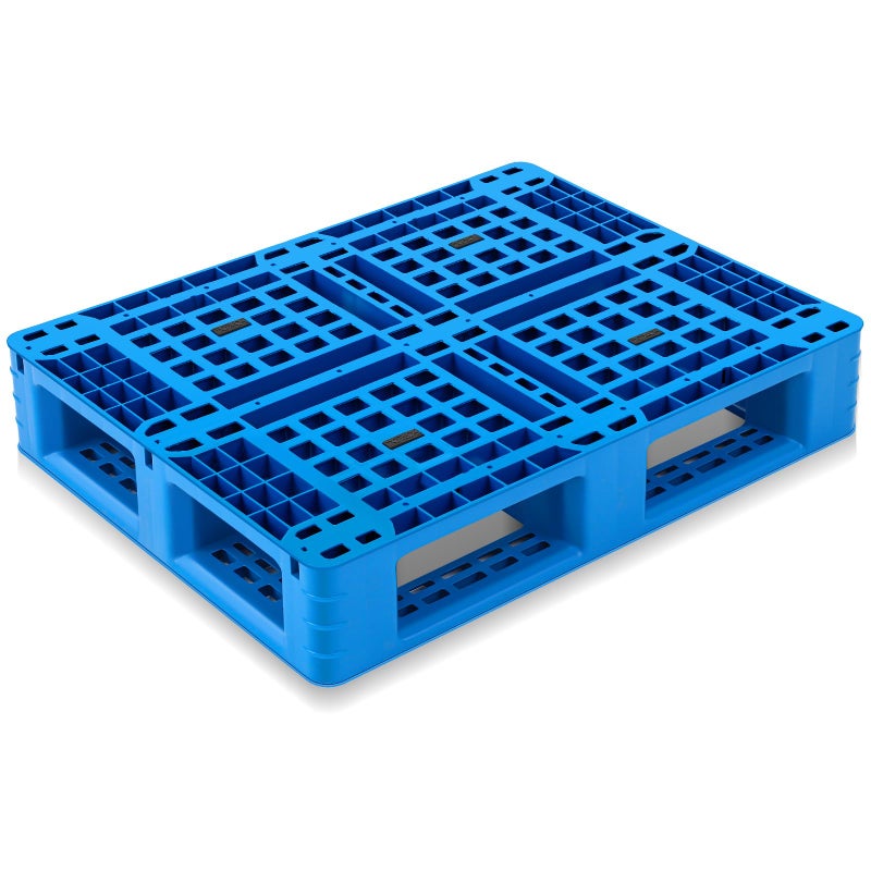 Lineshading Plastic Pallet 32 x 24 x 6 Inch Blue Polyethylene Pallet Breathable Grid Lightweight Storage Pad for Wet Basement Floor Storage Outside Supermarket Garage Static Load 3 Tons Style