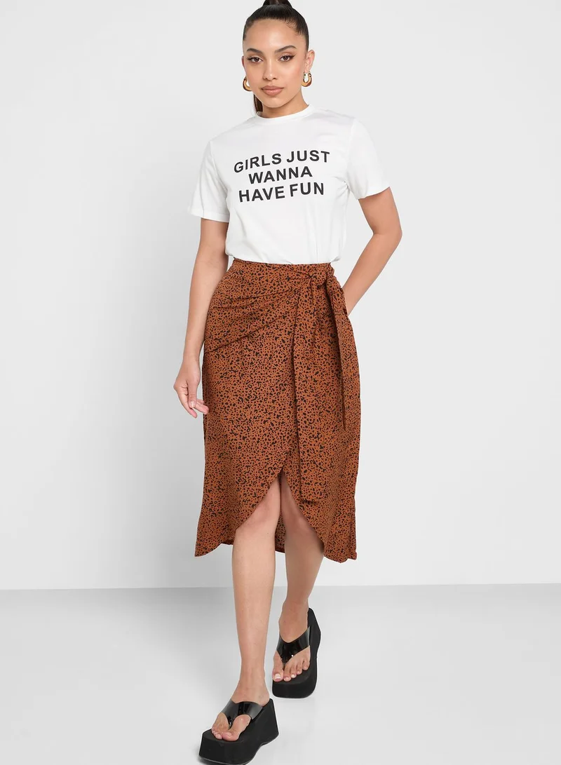 Ginger Graphic T-Shirt And Wrap Skirt Set