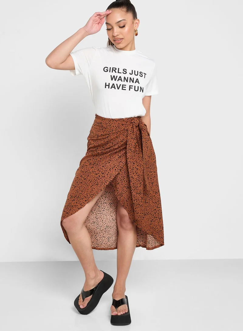 Ginger Graphic T-Shirt And Wrap Skirt Set