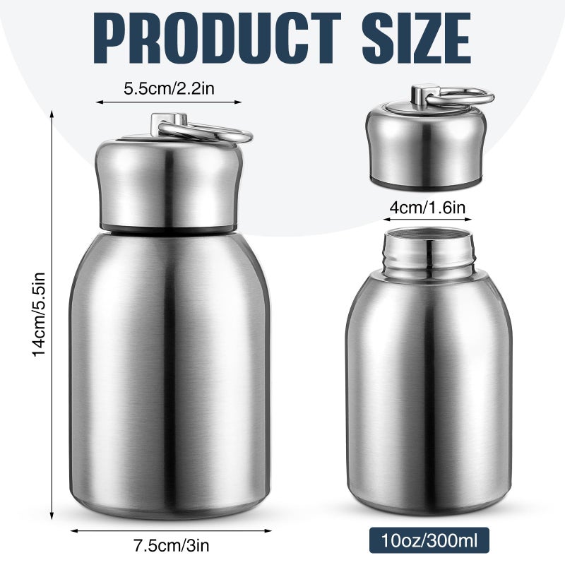 Mifoci 1 Pcs 10oz Mini Water Bottles Stainless Steel Slim Insulated Thermal for Hot Cold Drink Thermal Small Vacuum Portable Water Bottle for Women Gifts Travel Camping Hiking (Steel Color) - Image 2