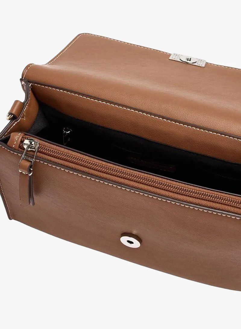 Parfois Brown Plain Crossbody Bag With Flap for Women | Best Price UAE