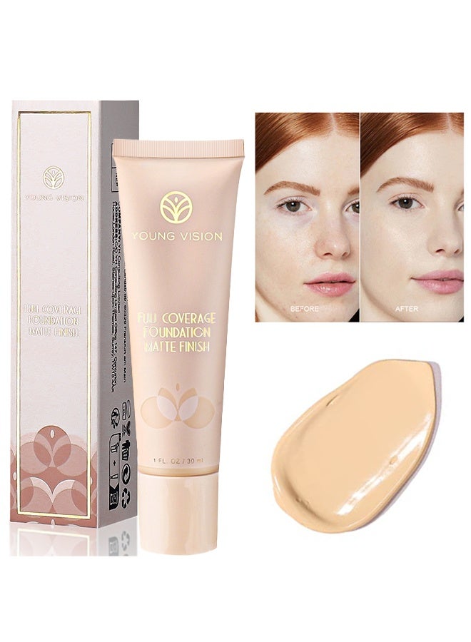 يونج فيجن كريم أساس كامل التغطية ، لمسة نهائية غير لامعة ، مقاوم للماء ، مكياج كريم أساس سائل بدون مسام- # 01 (30 مل) - Image 1