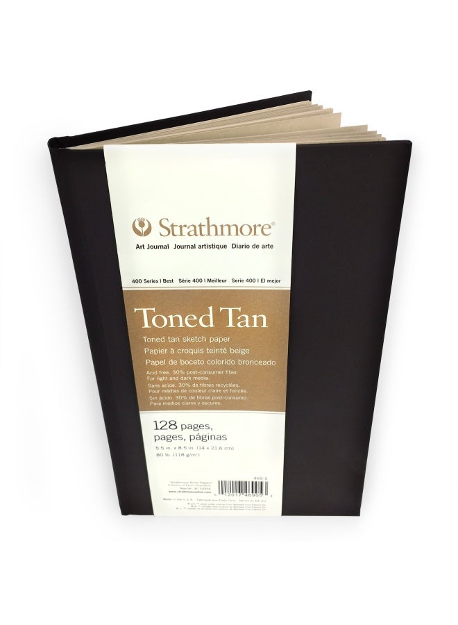 Strathmore 469-5 Hardbound Art Journal,128 Pages, 5.5 by 8.5", Toned Tan - Image 1