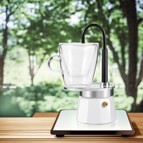 MVPLUE-Mini Express Swiss Single Tube Moka Pot Aluminum Ivory white，Moka Set includes One Double Wall 3oz Cup,Enjoy delicious coffee in no time - Image 5