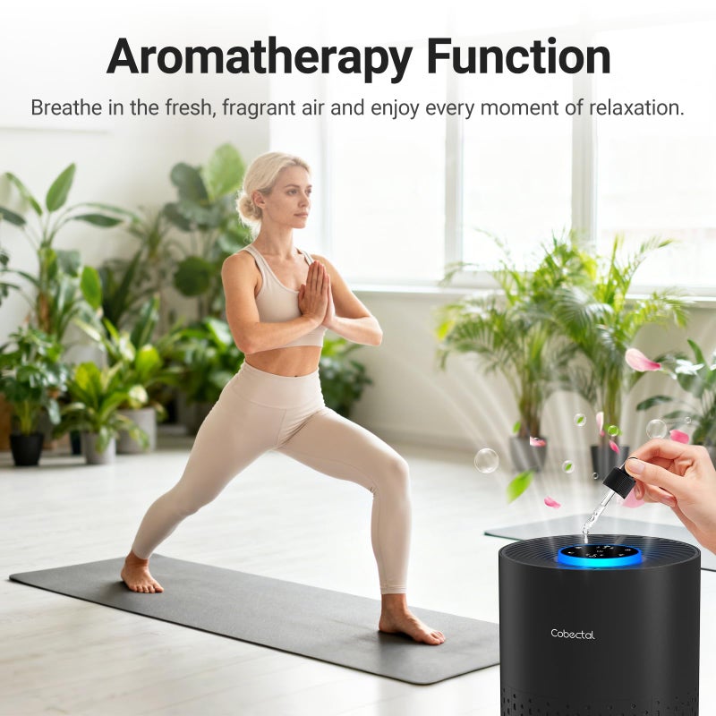 Cobectal 2 Pack Air Purifiers for Bedroom Home, Cobectal Air Cleaner with H14 True HEPA 3-in-1 Filter for Room up to 1050 ftÂ², Sleep Mode & Aroma Function, Portable Air Purifiers for Office, Dorm, RVs, Black - Image 4