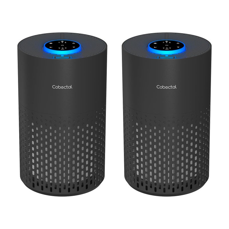 Cobectal 2 Pack Air Purifiers for Bedroom Home, Cobectal Air Cleaner with H14 True HEPA 3-in-1 Filter for Room up to 1050 ftÂ², Sleep Mode & Aroma Function, Portable Air Purifiers for Office, Dorm, RVs, Black - Image 1