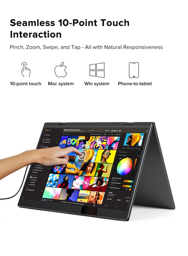 أوبيرفكت شاشة محمولة UPERFECT مقاس 16 بوصة مزدوجة 2560*1600P QHD 60 هرتز QLED USB C ومنفذ Mini HDMI شاشة ثانية للكمبيوتر المحمول/الهاتف/جهاز الألعاب - Image 5