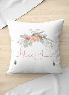 Polyester Pillowcase Cushion Cover with Ramadan Mubarak and Flowers Design