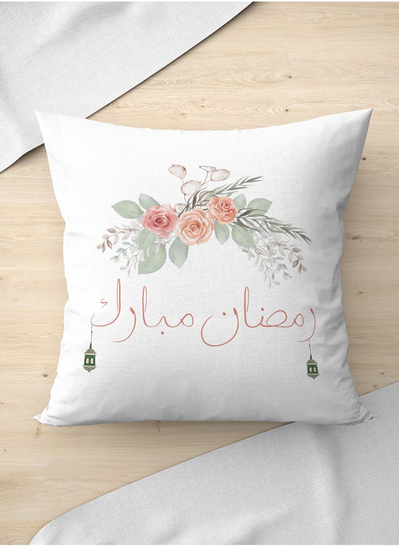 LOWHA - Polyester Pillowcase Cushion Cover with Ramadan Mubarak and Flowers Design - Image 1
