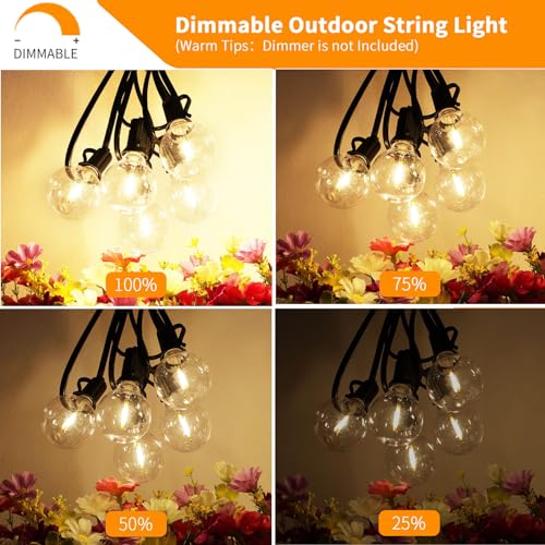 Svater Outdoor String Lights LED 25 FT, Patio Globe Lights with 13 Plastic G40 Bulbs, Waterproof Dimmable Outside Hanging Light for Backyard Bistro Cafe Porch Party Decor, 2700K Warm White - Image 4