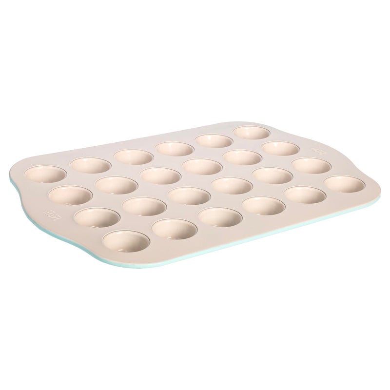 Tasty Clean Ceramic 24Cup Mini Muffin Pan Durable Aluminized Steel for Professional Results Clean Ceramic Nonstick Coating Oven Safe to 425F Dishwasher Safe Aqua - Image 2