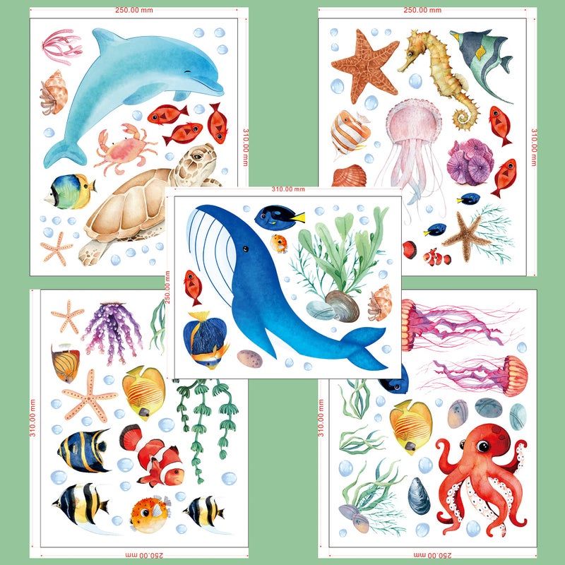 Robmoda Sea Turtle Ocean Fish Wall Decals Glow in The Dark  Under The Sea Life Animals Stickers for Ceiling  Girls Boys Waterproof Decoration for Living Room Wall Bathroom Toilet - Image 5