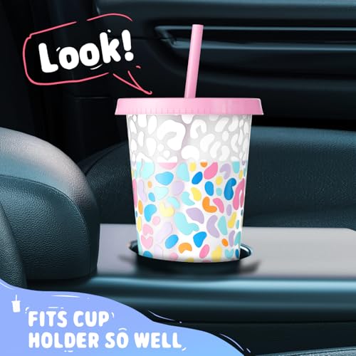Meoky Plastic Cups with Lids and Straws - 6 Pack 24 oz Color Changing Cups, Iced Coffee Cups, Reusable Tumblers Bulk for Party, Car, Adults, Women, BPA-free (Solid & Patterned) - Image 4