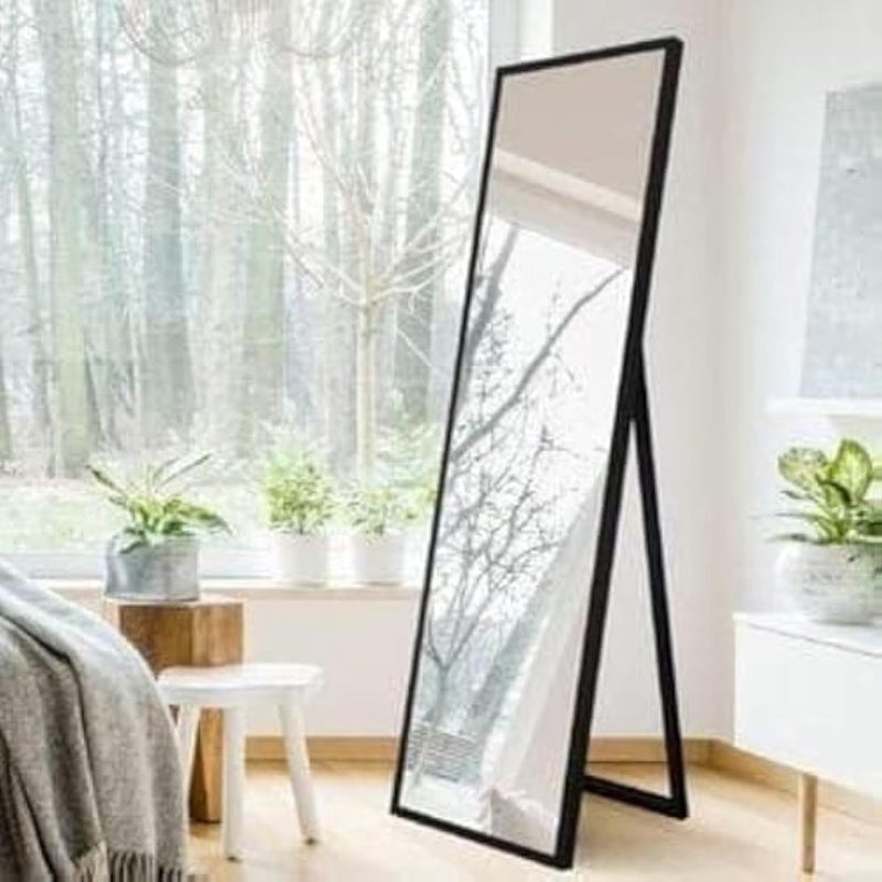 LION HOME Black Mirror - Rectangular, Modern Style - 50 x 170 cm - Floor Mount - Foldable