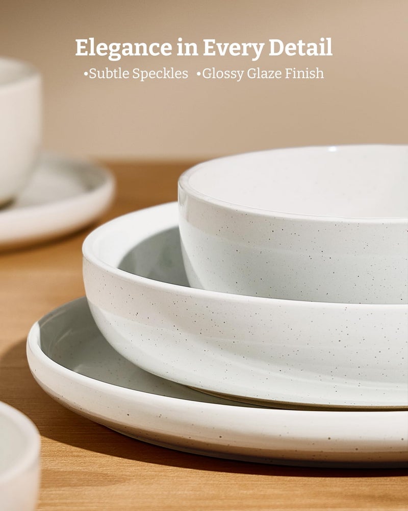 Famiware Milkyway Plates and Bowls Set, 12 Pieces Dinnerware Sets, Dishes Set for 4, White - Image 5