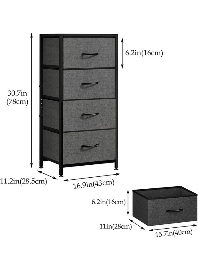 Solerconm 4-Drawer Dresser Vertical Storage Tower Fabric Dresser for Bedroom, Hallway, Entryway, Closet Organizer, Nightstand Bedside Table Furniture,Wooden Top (4-Tier, Black) - Image 3