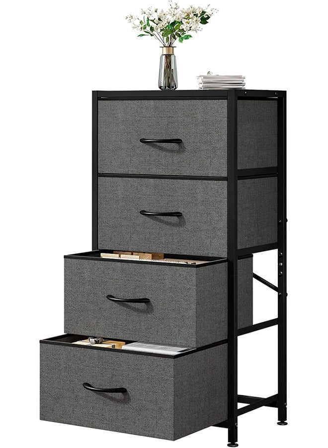 Solerconm 4-Drawer Dresser Vertical Storage Tower Fabric Dresser for Bedroom, Hallway, Entryway, Closet Organizer, Nightstand Bedside Table Furniture,Wooden Top (4-Tier, Black) - Image 1