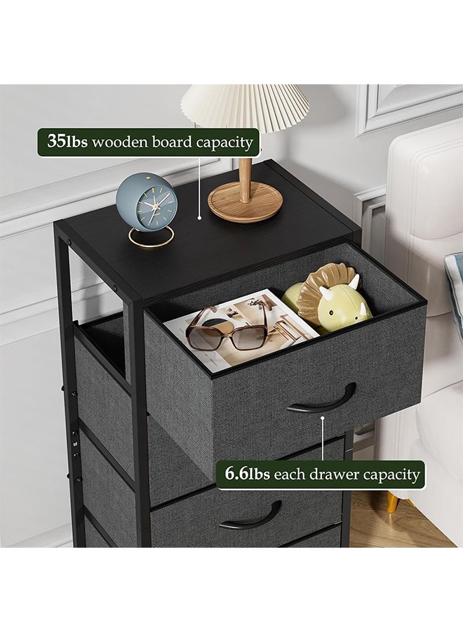 Solerconm 4-Drawer Dresser Vertical Storage Tower Fabric Dresser for Bedroom, Hallway, Entryway, Closet Organizer, Nightstand Bedside Table Furniture,Wooden Top (4-Tier, Black) - Image 5