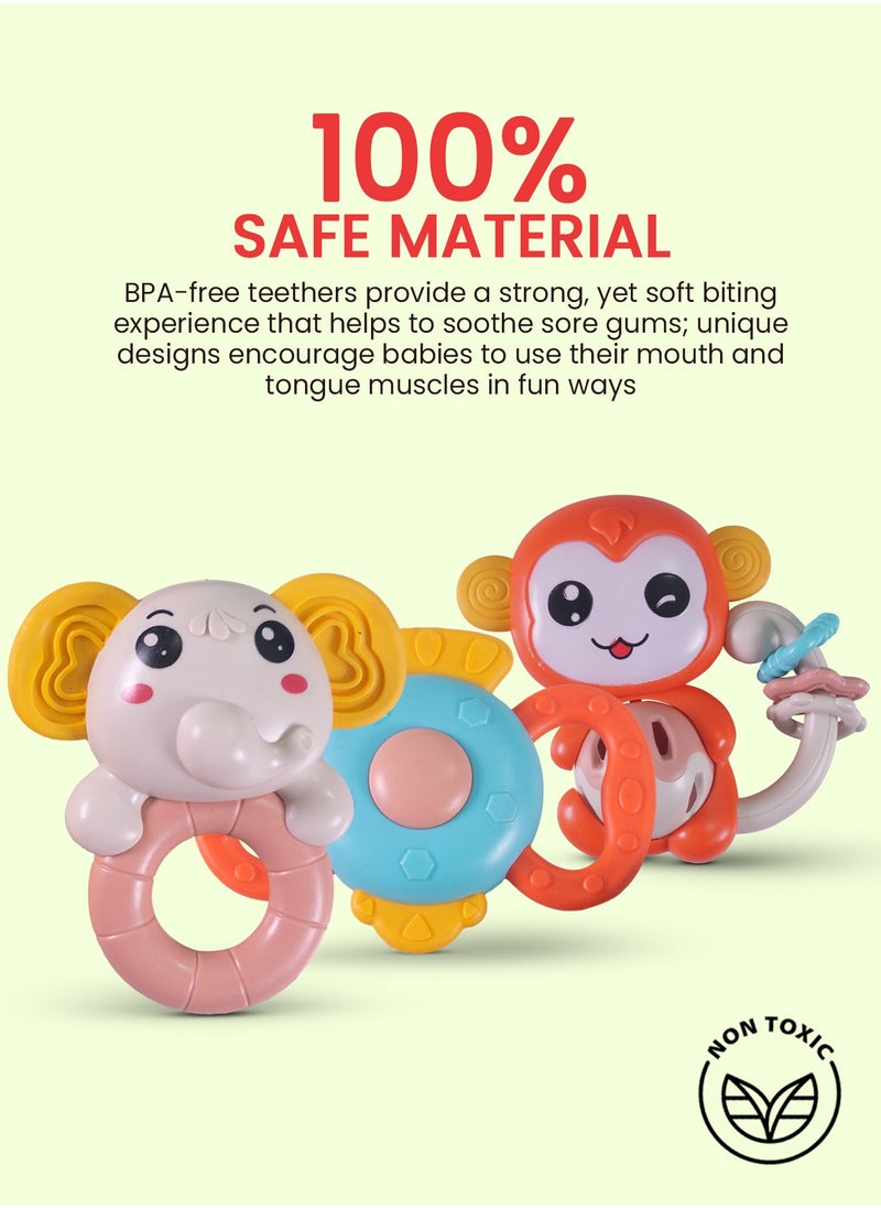 BAYBEE Baybee Baby Rattles Toys Set for Babies, Non-Toxic Rattle Teether Set with Smooth Edges, Newborn Baby Grab Shaker Gift Products, Baby Rattles Set for Newborn Infant Babies  - Image 5