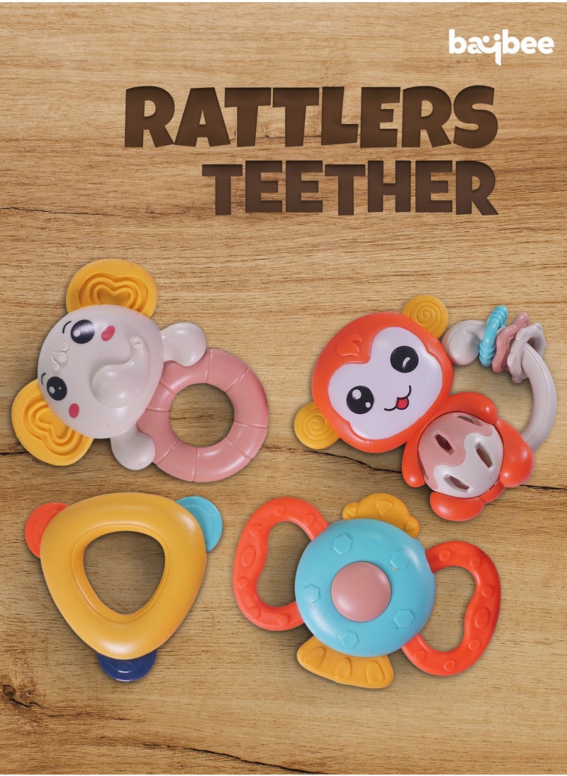 BAYBEE Baybee Baby Rattles Toys Set for Babies, Non-Toxic Rattle Teether Set with Smooth Edges, Newborn Baby Grab Shaker Gift Products, Baby Rattles Set for Newborn Infant Babies  - Image 2