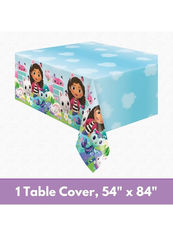 Unique Gabby's Dollhouse Party Supplies Pack for 16 Guests - Gabby Dollhouse Plates and Napkins, Table Cover, Forks, Sticker, Gabbys Doll House Birthday Party Decorations, Officially Licensed - Image 1