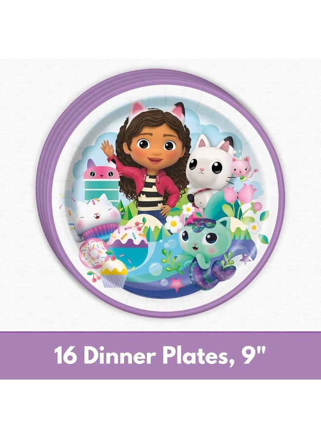 Unique Gabby's Dollhouse Party Supplies Pack for 16 Guests - Gabby Dollhouse Plates and Napkins, Table Cover, Forks, Sticker, Gabbys Doll House Birthday Party Decorations, Officially Licensed - Image 4