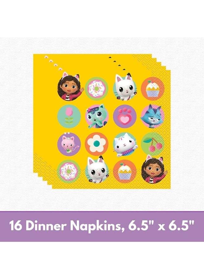 Unique Gabby's Dollhouse Party Supplies Pack for 16 Guests - Gabby Dollhouse Plates and Napkins, Table Cover, Forks, Sticker, Gabbys Doll House Birthday Party Decorations, Officially Licensed - Image 3