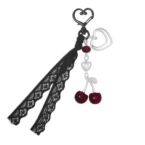 Nalefow Keychain Cherry Bag Charms Purse Charms Keychains Women Cute Cherry Accessories keychians for Keys Bags Purses Gift (Cherry Black) - Image 1