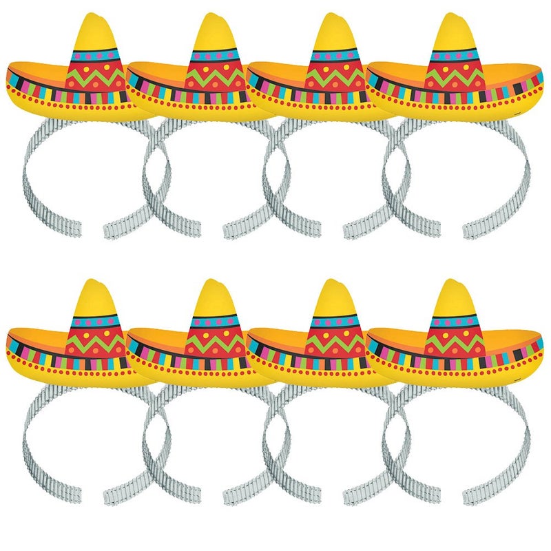 Amscan Multicolor Paper & Foil Sombrero Headbands (Pack Of 8) - Vibrant Party Accessories, Perfect for Cinco De Mayo, Festive Celebrations & Mexican-Themed Events - Image 5