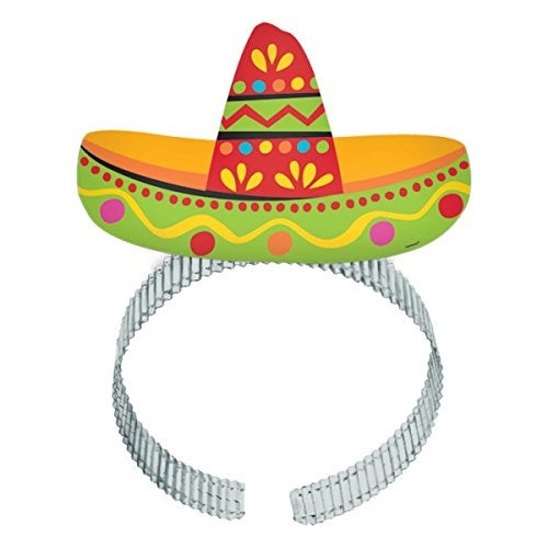 Amscan Multicolor Paper & Foil Sombrero Headbands (Pack Of 8) - Vibrant Party Accessories, Perfect for Cinco De Mayo, Festive Celebrations & Mexican-Themed Events - Image 4