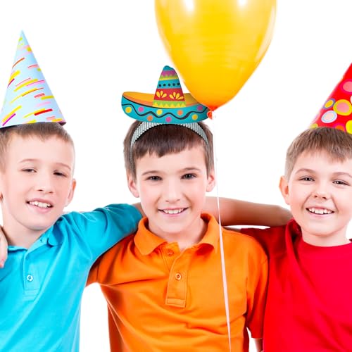 Amscan Multicolor Paper & Foil Sombrero Headbands (Pack Of 8) - Vibrant Party Accessories, Perfect for Cinco De Mayo, Festive Celebrations & Mexican-Themed Events - Image 2
