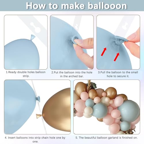 Blocesa Gender Reveal Balloon Arch Kit, 144PCS Dusty Pink and Blue Balloons Chrome Gold Sand White Balloons for Gender Reveal Boho Bachelorette Birthday Wedding Bridal Bear Theme Decorations - Image 3