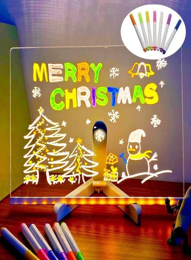 Yooyee Acrylic Dry Erase Board with Light,Light up Dry Erase Board with Stand as a Glow Memo LED Letter Message Board Note Glass Led Board White Board (11.8 * 7.9IN) - Image 3