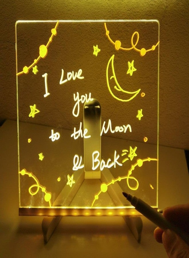 Yooyee Acrylic Dry Erase Board with Light,Light up Dry Erase Board with Stand as a Glow Memo LED Letter Message Board Note Glass Led Board White Board (11.8 * 7.9IN) - Image 5