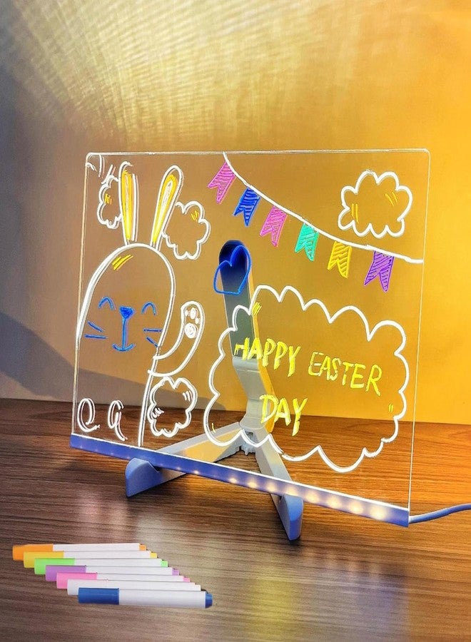 Yooyee Acrylic Dry Erase Board with Light,Light up Dry Erase Board with Stand as a Glow Memo LED Letter Message Board Note Glass Led Board White Board (11.8 * 7.9IN) - Image 1