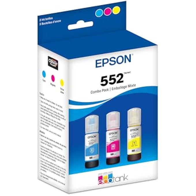 552 ECOTANK INK ULTRA-HIGH CAPACITY BOTTLE THREE COLOR CMY COMBO PACK (T552620-S) WORKS WITH ECOTANK PHOTO ET-8500, ET-8550 - Image 1