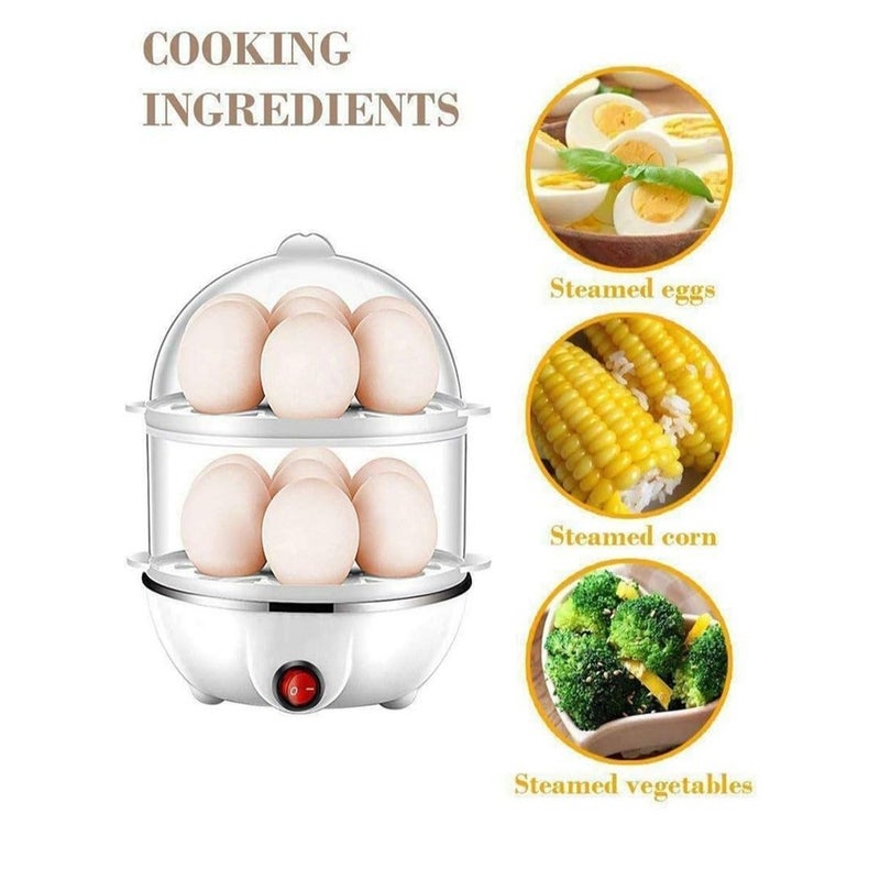 Electric Egg Boiler, Double Layer Egg Cooke with Automatic Shut Off, Egg Steamer for Heated Milk, Food - Image 2