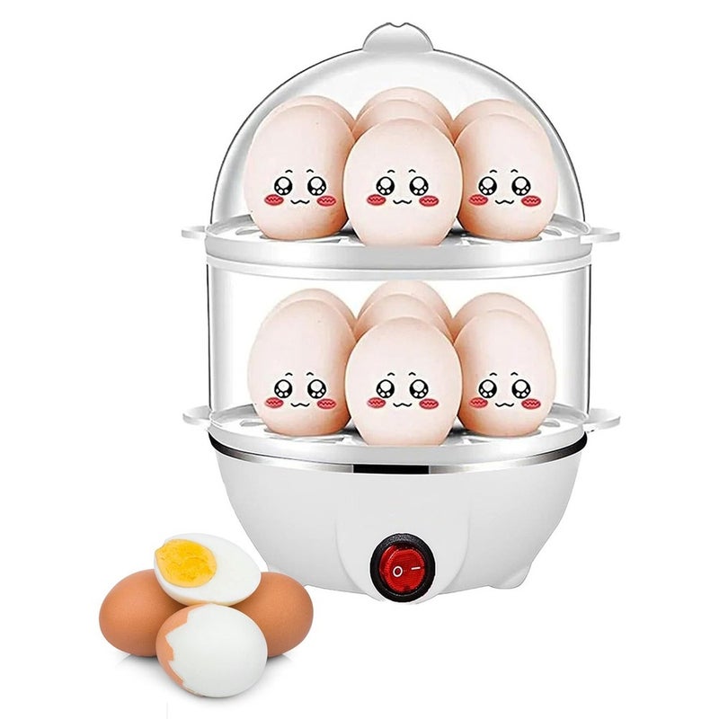 Electric Egg Boiler, Double Layer Egg Cooke with Automatic Shut Off, Egg Steamer for Heated Milk, Food - Image 1