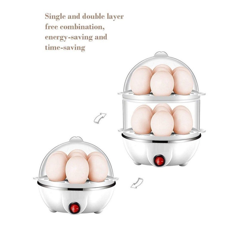 Electric Egg Boiler, Double Layer Egg Cooke with Automatic Shut Off, Egg Steamer for Heated Milk, Food - Image 4